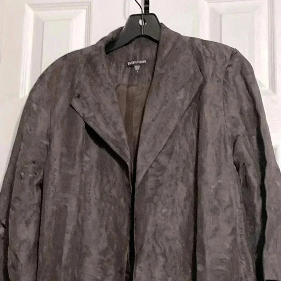 Eileen Fisher brown ramie cotton silk lined blazer jacket size SMALL - Picture 3 of 12